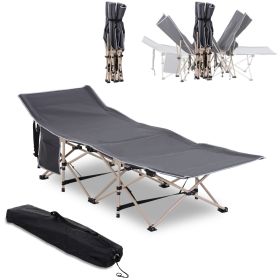 Outsunny Folding Camping Cot for Adults with Carry Bag, Side Pocket, Outdoor Portable Sleeping Bed for Travel, Camp, Vacation, 330 lbs. Capacity,