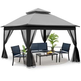 Outdoor 11x 11Ft Pop Up Gazebo Canopy With Removable Zipper Netting,2-Tier Soft Top Event Tent,Suitable For Patio Backyard Garden Camping Area,Gr
