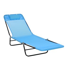 Outsunny Folding Chaise Lounge Chair, Pool Sun Tanning Chair, Outdoor Lounge Chair with Reclining Back, Breathable Mesh Seat, Headrest for Beach, Yard