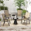 Outsunny Set of 4 Outdoor Folding Chairs, Stackable Patio Dining Chairs with Armrests, Metal Frame, Light Mixed Brown