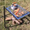 Rotating Campfire Grill,Fire Pit Grill,Heavy Duty Steel Grill,360° Adjustable Open Fire Outdoor Cooking Equipment