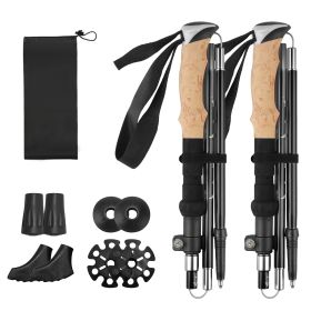 2Pcs Walking Sticks Collapsible Hiking Poles Folding Aluminum Trekking Poles Adjustable Hiking Sticks with EVA Foam Grips for Backpacking Hiking Mount (Option: Black)