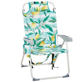 63x70x99cm, Lemon Pattern, Aluminum, Beach Chair, Oxford Cloth, Silvery-white Aluminium Tube (Option: Lemon pattern)