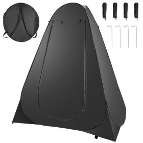 Pop Up Privacy Tent Foldable Outdoor Shower Toilet Tent Portable Clothes Changing Room Camping Shelter with Carry Bag for Camping Hiking Beach Picnic (Color: Black)