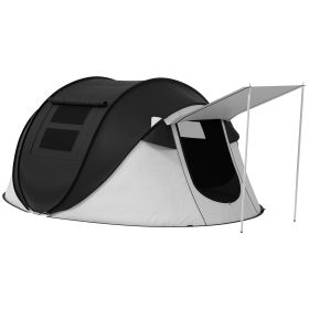 Outsunny Pop Up Tent, Instant Camping Tent with Porch and Carry Bag, 3000mm Waterproof, for 2-3 People, Black, (Poles Included) (Color: as Pic)