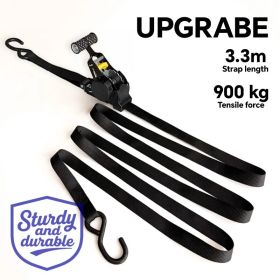 "Heavy Duty Auto Ratchet - One-Pull Tensioning Strap for Garage/Outdoor, (Color: Black)