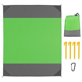 82.6x78.7in Sand Proof Picnic Blanket Water Resistant Foldable Camping Beach Mat w/ 4 Anchors 1 Carry Bag For 2-3 People (Color: Green, size: medium)