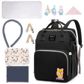 Multifunctional Diaper Bag Backpack Waterproof Mommy Bag Nappy Bag Maternity Backpack for Baby with Insulated Pockets Diaper Pad Toys Burp Cloth (Color: Black)